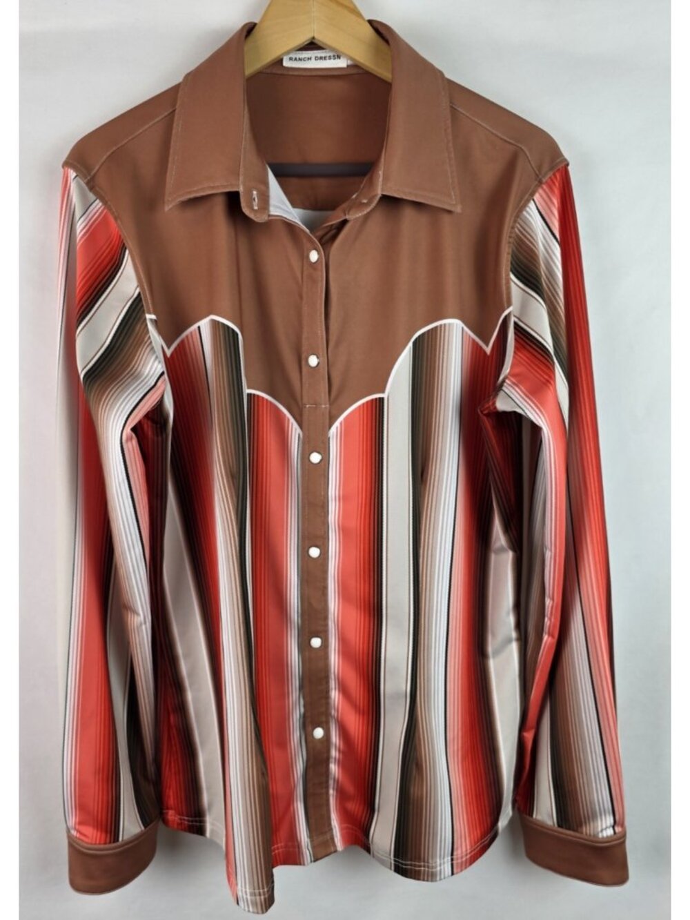 Ranch Dress'n Womens Shirt Size Large  Serape Stripe Snap Down Western